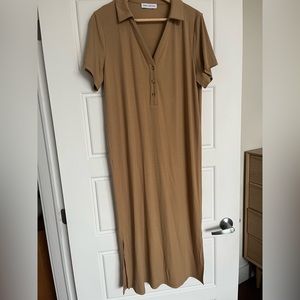 Legoe Heritage Maternity Polo Dress in tan size 1